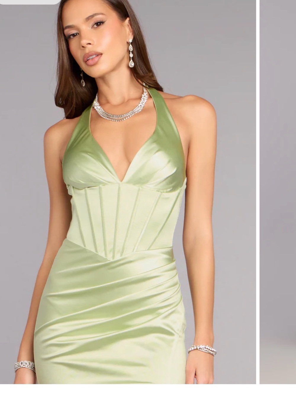 Brown Windsor Satin Corset Midi Dress